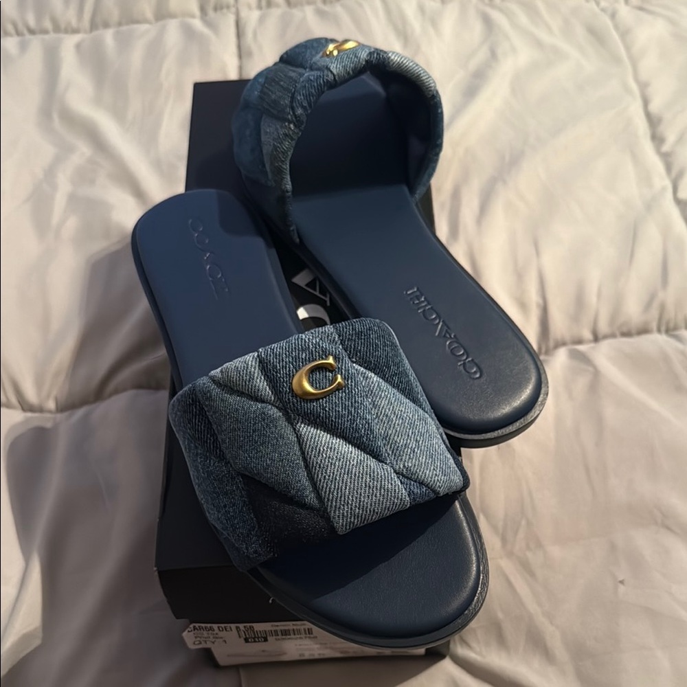 Coach Denim Patch Slides - Picture 2 of 6